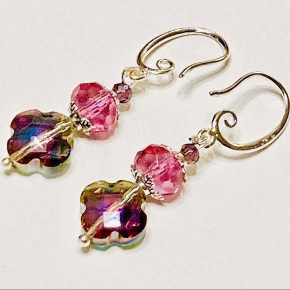 Pretty Pink Tiaria Crystal Earrings - Picture 3 of 8